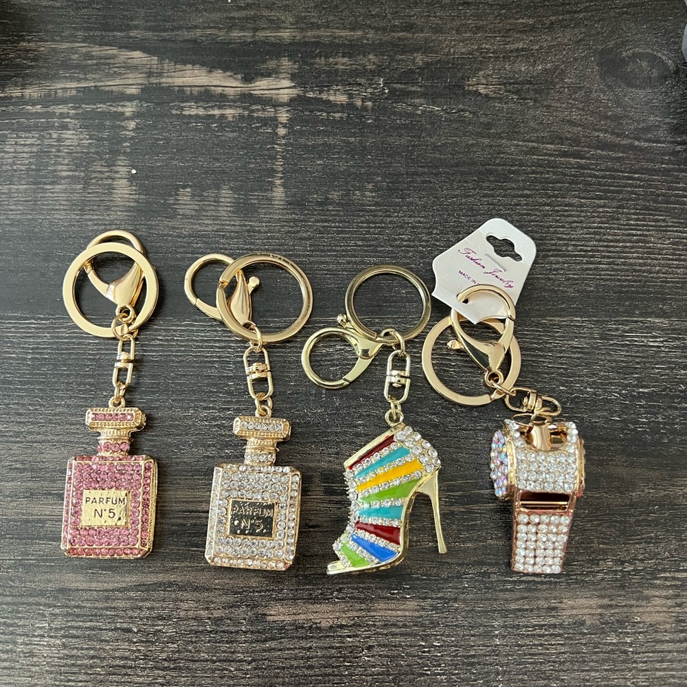 Set of 4 Different Key Chains or Handbag Charms Brand New